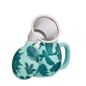 Teebecher mit Deckel und Edelstahl-Teesieb, Water green