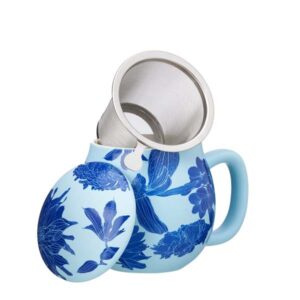 Teebecher mit Deckel und Edelstahl-Teesieb, Pastel light blue